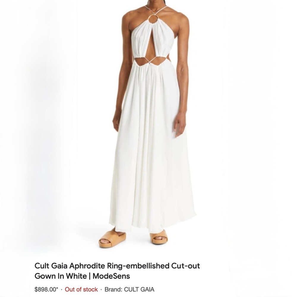 Cult Gaia Aphrodite Silk Cut-Out Off-White Halterneck Maxi Gown / Dress size M - Picture 16 of 16